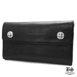 クロムハーツジュディウォレットクロスボタンブラックヘビーレザー