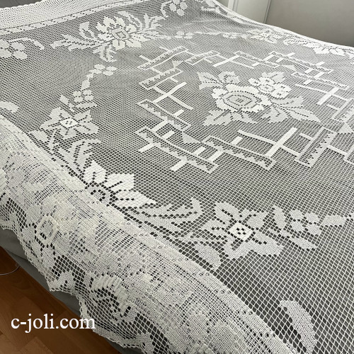 パリ発送】B1660 フランスアンティークレースプレード/ベッドカバー