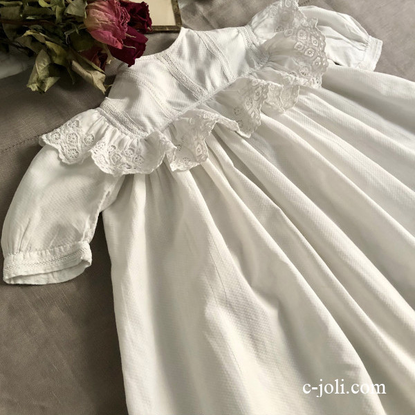 パリ発送】E1131 フランスアンティークベビードレス/セレモニードレス