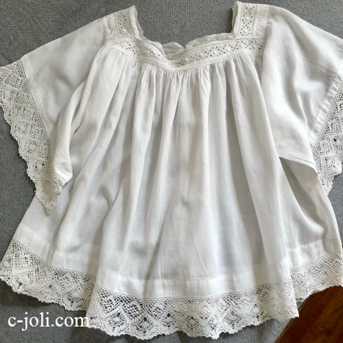 パリ発送】E1150 フランスアンティークコットンベビードレス 教会用