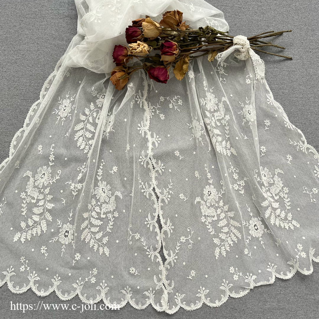 パリ発送】L2891 フランスアンティークレースショール/レースストール