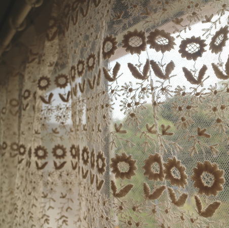 L2173 フランスアンティークレース/幅広チュールレース/カフェカーテン