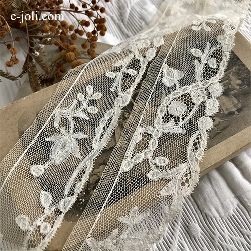 L2556 フランスアンティークボビンレースボーダー/レースエッジ 19世紀