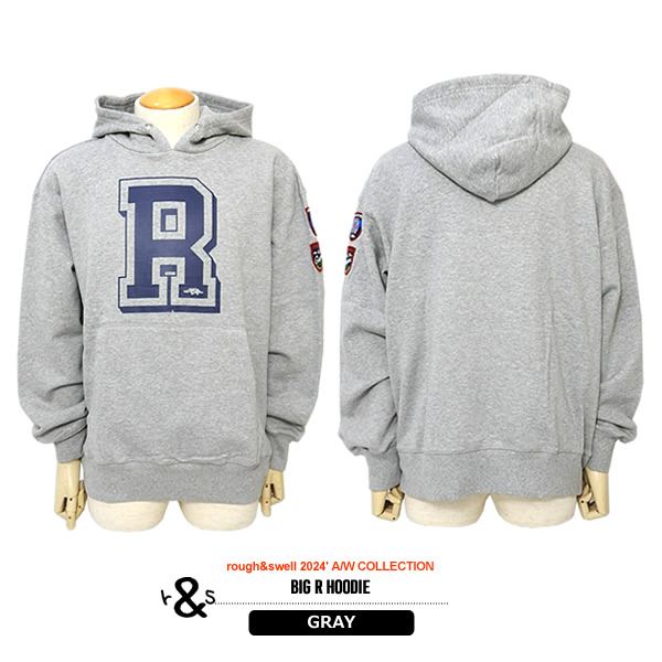 rough&swell［ラフアンドスウェル］BIG R HOODIE/ビッグロゴ裏毛