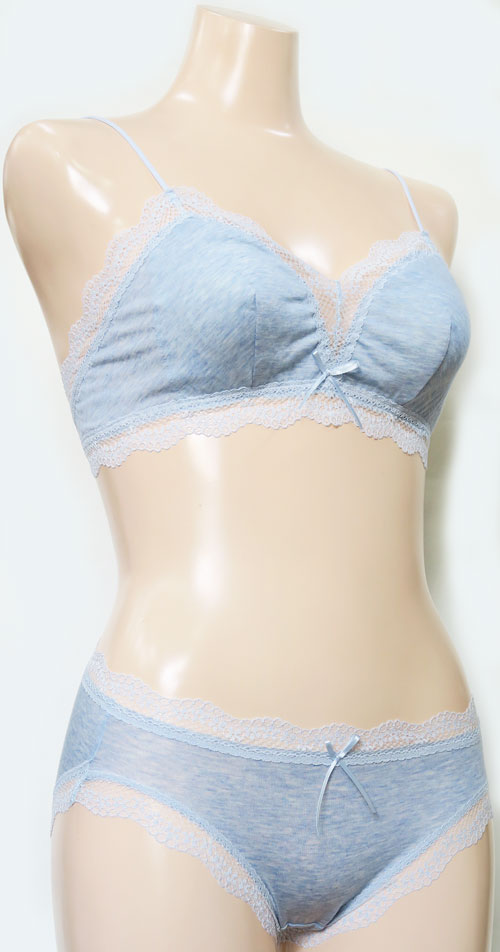 杢ニットが可愛い、シャーリング ノンワイヤーブラ・ソフトブラ