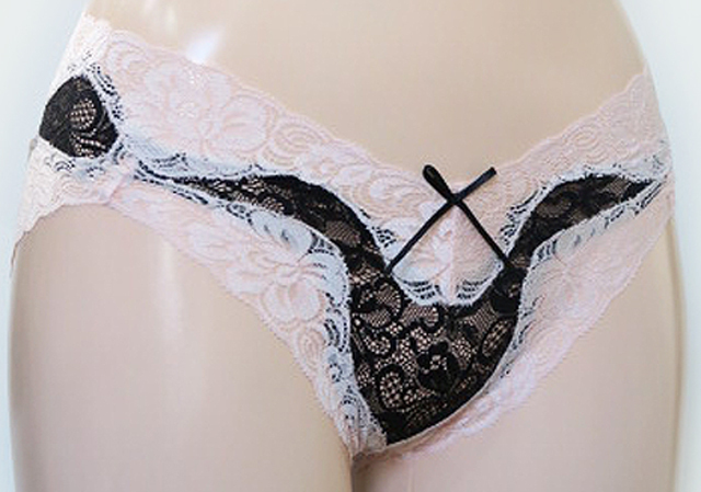 ソフトな華やかさ ツートーンレース ショーツM.L