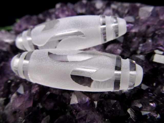 水晶天珠 如意鈎天珠 にょいこうてんじゅ 最大長さ約36mm前後 1個売り