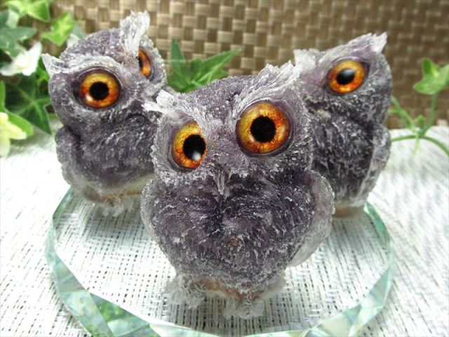 NEW天然石追加 選べる7種類 天然石サザレ入り フクロウ型 オルゴナイト