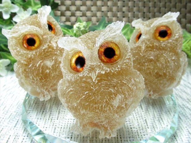 NEW天然石追加 選べる7種類 天然石サザレ入り フクロウ型 オルゴナイト