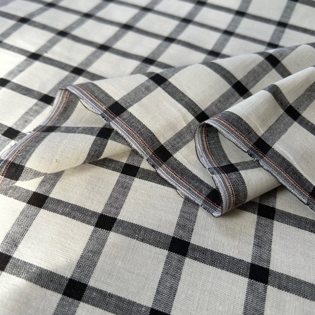 国産【チェックプリント】モノトーン系 チェック柄 ブラックとホワイト