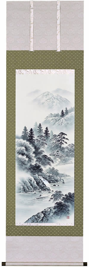 水墨山水【山紫水明】【掛軸】