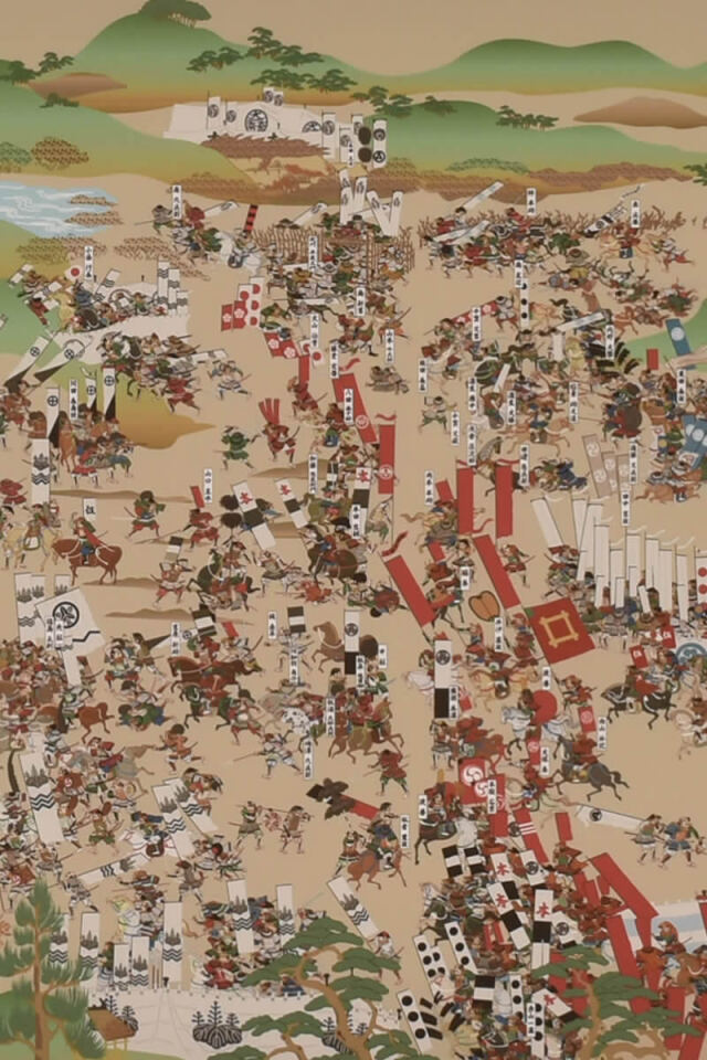 現代復刻版「関ヶ原合戦図屏風」掛軸風タペストリー