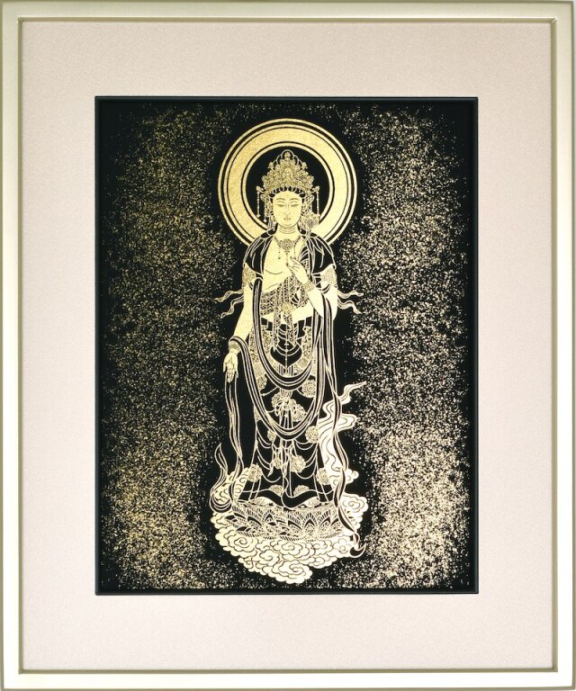 本金押箔額装 観音