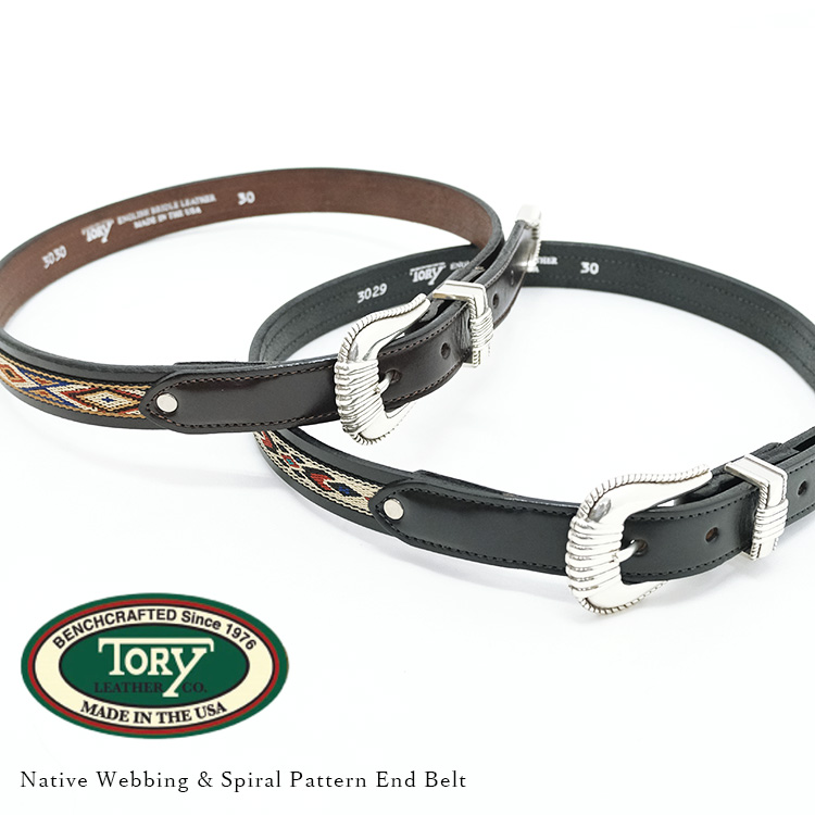 TORY LEATHER トリーレザー Native Webbing & Spiral Pattern End Belt