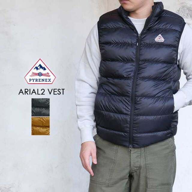 ピレネックス アリアル2 ベスト メンズ ダウンベスト 軽量 ブラック