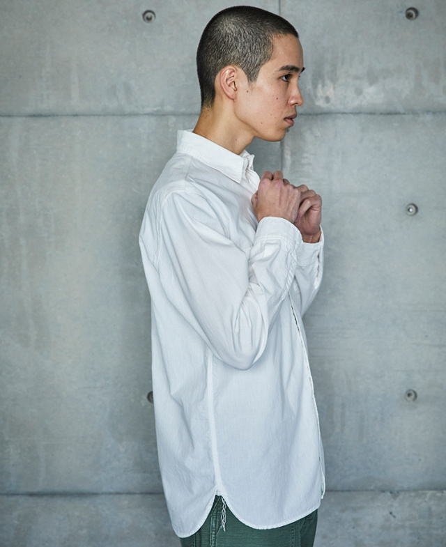 orSlow オアスロウ 01-8070-69 Slim Fit White Chambray Work Shirt