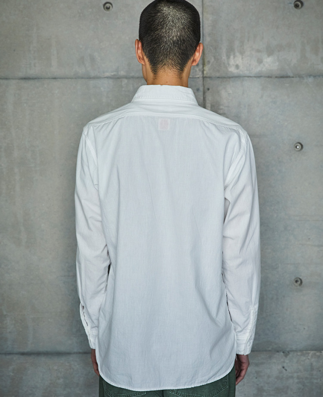 orSlow オアスロウ 01-8070-69 Slim Fit White Chambray Work Shirt