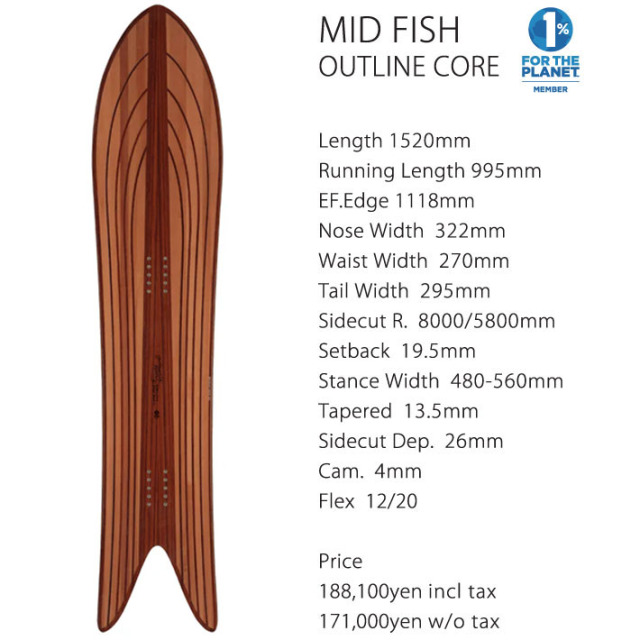 25-26 GENTEMSTICK ゲンテンスティック MID FISH OUTLINE CORE 152cm