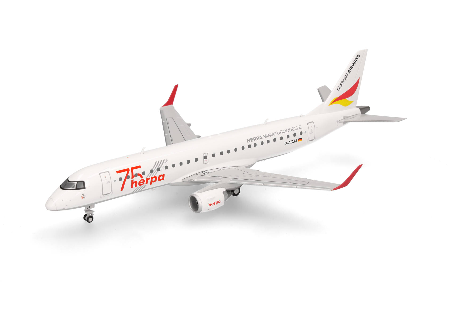 herpa wings 1/200 (プラスチック製) E190 ドイツ航空 “Herpa 75 Jahre