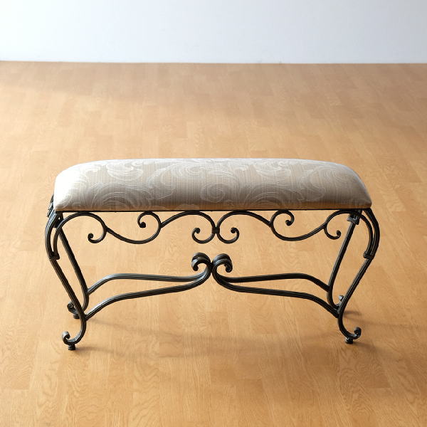 ベンチ 玄関 椅子 スリム コンパクト 布 ファブリック 猫脚 横長