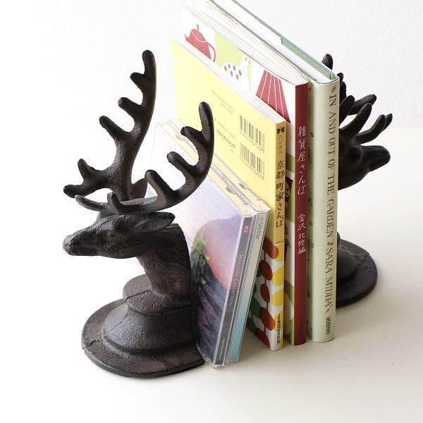 ブックエンド おしゃれ アンティーク シカ 本立て ブックスタンド