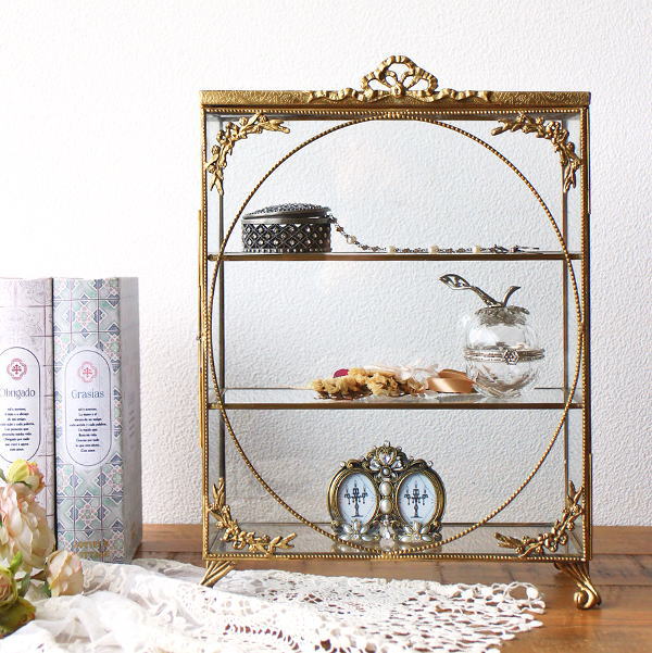 ガラスケース 真鍮 ショーケース アンティーク コレクションケース 扉