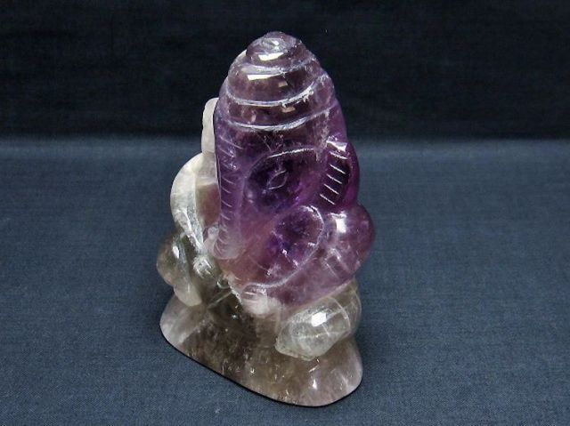 アメジスト ガネーシャ 彫刻品 置物[T42-458]