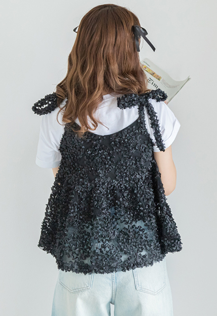 フロストフラワーライクリボンキャミ【7i-831-04467】