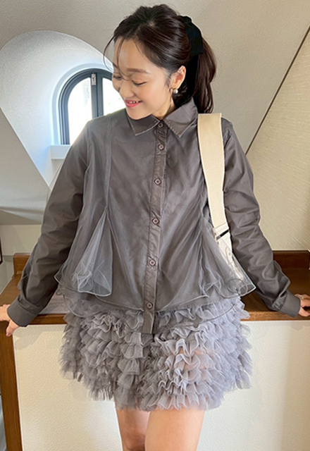 チュールドッキングブラウス【7f-831-05863】