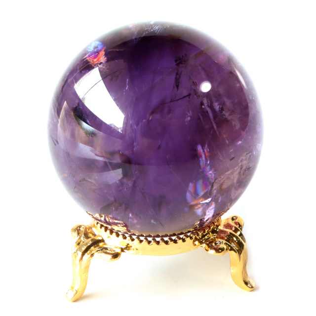 アメジスト 紫水晶 丸玉 虹入り レインボー ブラジル バイーア州産 AAA