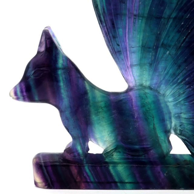 フローライト 置物 九尾の狐 天然石 蛍石 ほたるいし 彫刻 彫り物 九尾