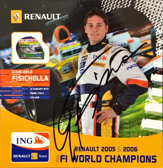 G.フィジケラ 直筆サイン入 ルノー ドライバーズカード(カードのみ