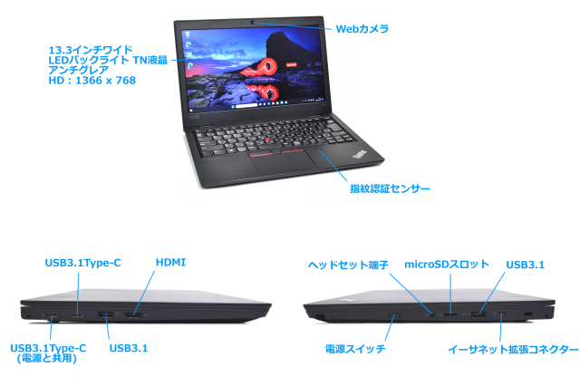 Windows11 Lenovo ThinkPad L390 第8世代 Core i5 8265U Webカメラ Wi