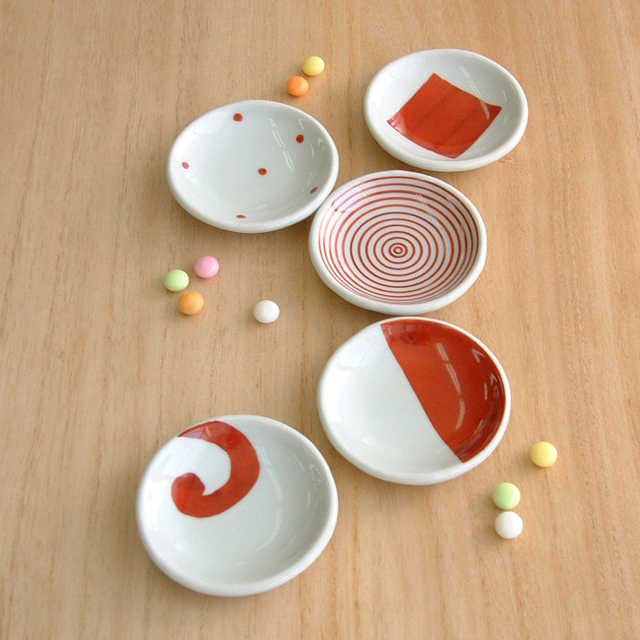 波佐見焼 康創窯 「赤絵豆皿セット」 小さくてかわいくて気が利く