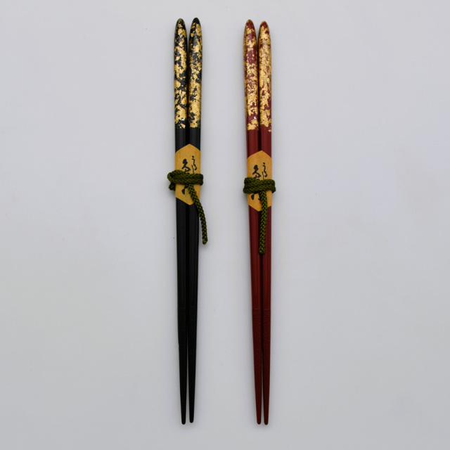 箸 五角帯銀 朱/黒 【メール便可】 木製 漆塗り 【製造中止・在庫限り