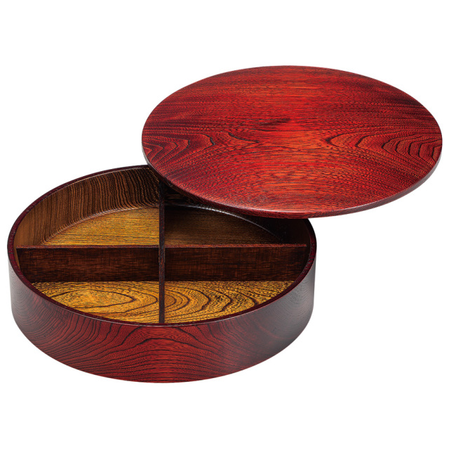 お値下げ❣️】赤い漆器のお重箱❣️3層 扇子と花の模様 和風 お正月