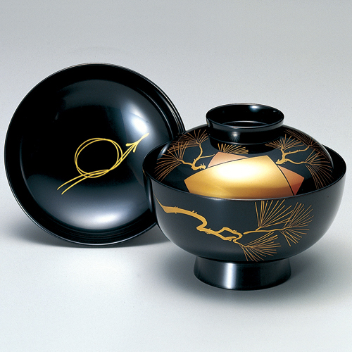 吸物椀 白菊 古代朱 5客セット 漆塗り【製造中止】 漆器の井助