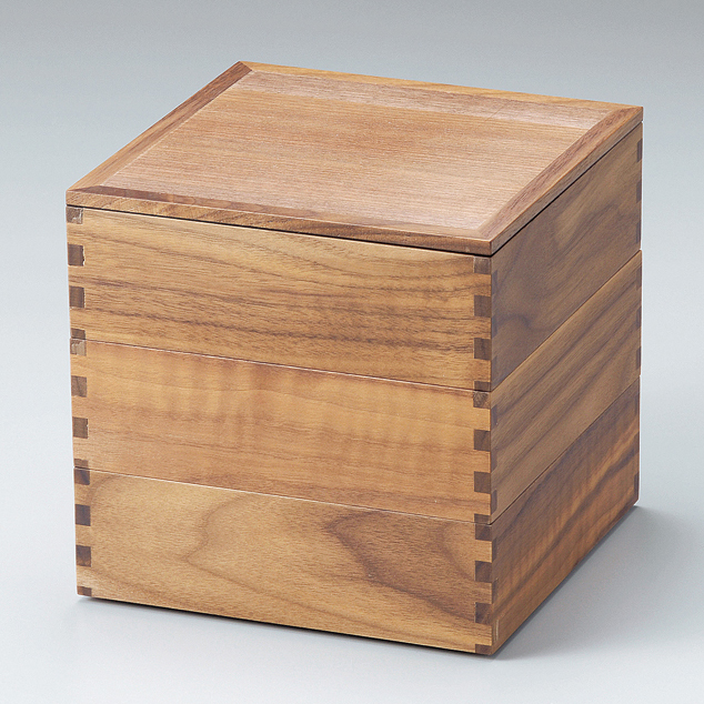 三段重 ウォールナット 内黒 5寸 木製 12-15002 漆器の井助