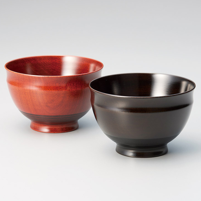 夫婦椀 Sakura ペア汁椀 黒・赤 2客セット 木製 漆塗り 12-03501 漆器