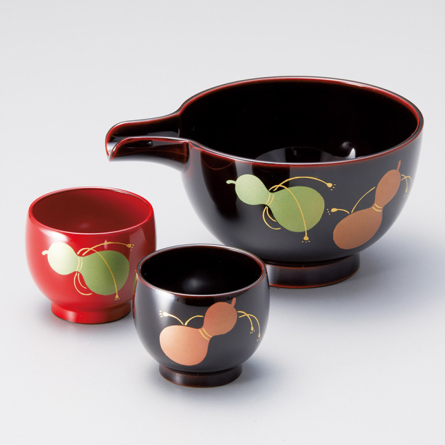 酒器揃 ひさご蒔絵 漆塗り 12-11801 漆器の井助