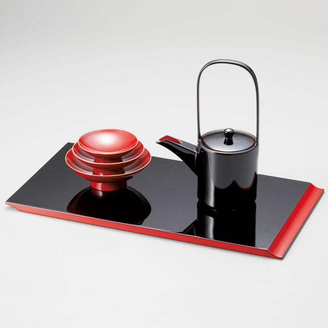 屠蘇器 松竹梅鶴亀 朱/黒 木製 漆塗り 12-15201/15202 漆器の井助