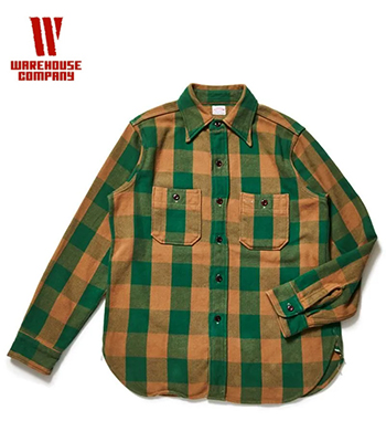 WAREHOUSE ウエアハウス 長袖|セルビッチフランネル|ワークシャツ|ワン