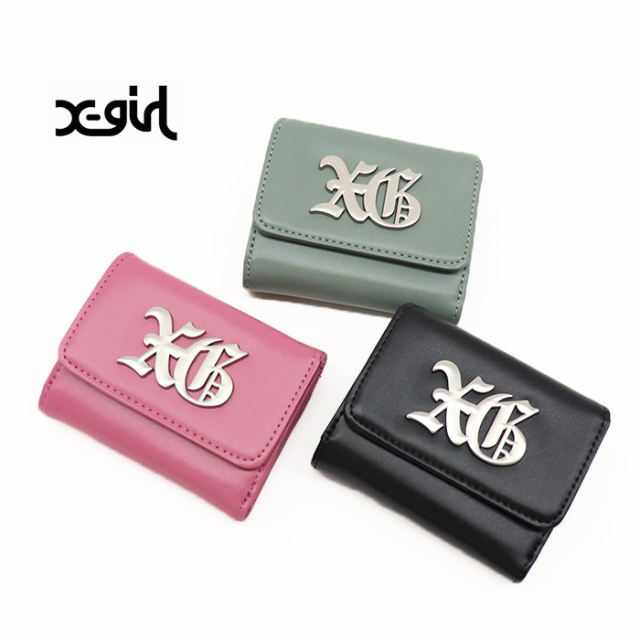X-girl エックスガール OLD ENGLISH LOGO BUCKLE FAUX LEATHER MINI