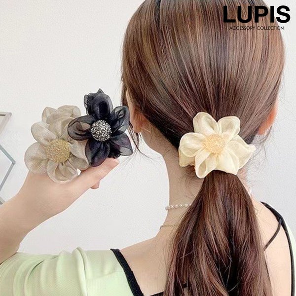 オーガンジーフラワーシュシュ - ヘアアクセサリーを激安で通販販売