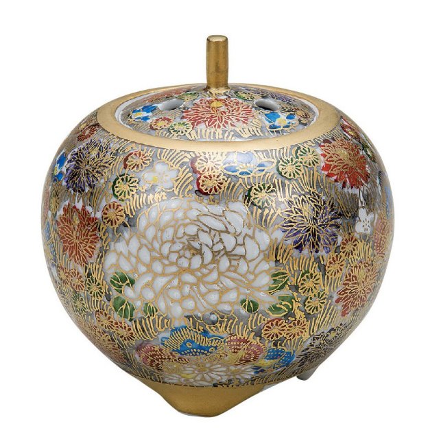 九谷焼高級ギフト ご贈答品 九谷焼3.5号香炉 本金花詰 真山 【九谷焼