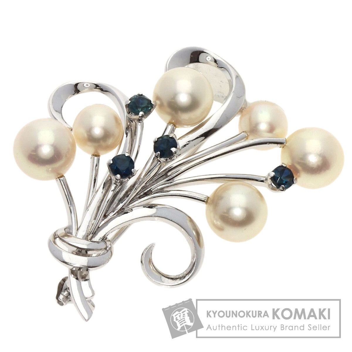 MIKIMOTO ミキモト パール 真珠 ブローチ K14ホワイトゴールド