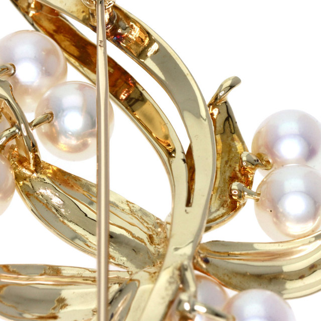 MIKIMOTO ミキモト フラワーモチーフ パール 真珠 ブローチ K14