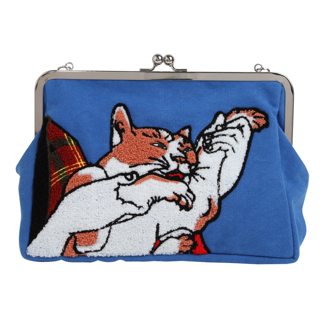KY80-1113／がま口クラッチバッグ／娘と猫