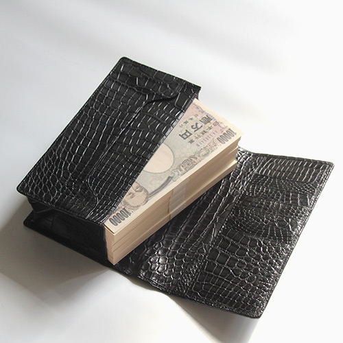 ナイルクロコダイル革 500万円用 長財布 本無双仕立て | 手染め