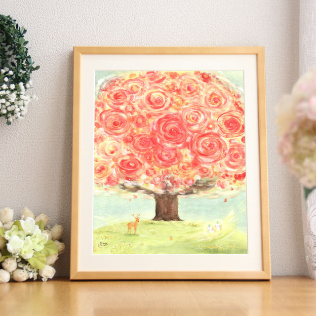 絵画 インテリア 額入り 花の絵 「いのちの樹」 美しい 風水 玄関 開店